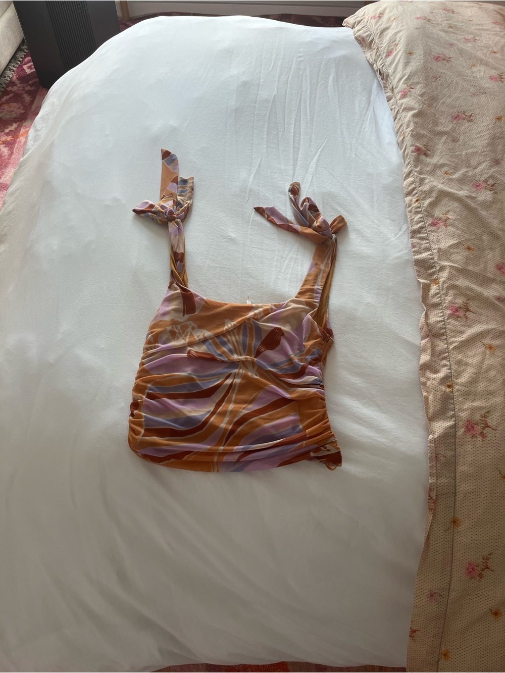 Free People Women's Tie-Shoulder Swirl Print Tank Top - Rust & Lavender